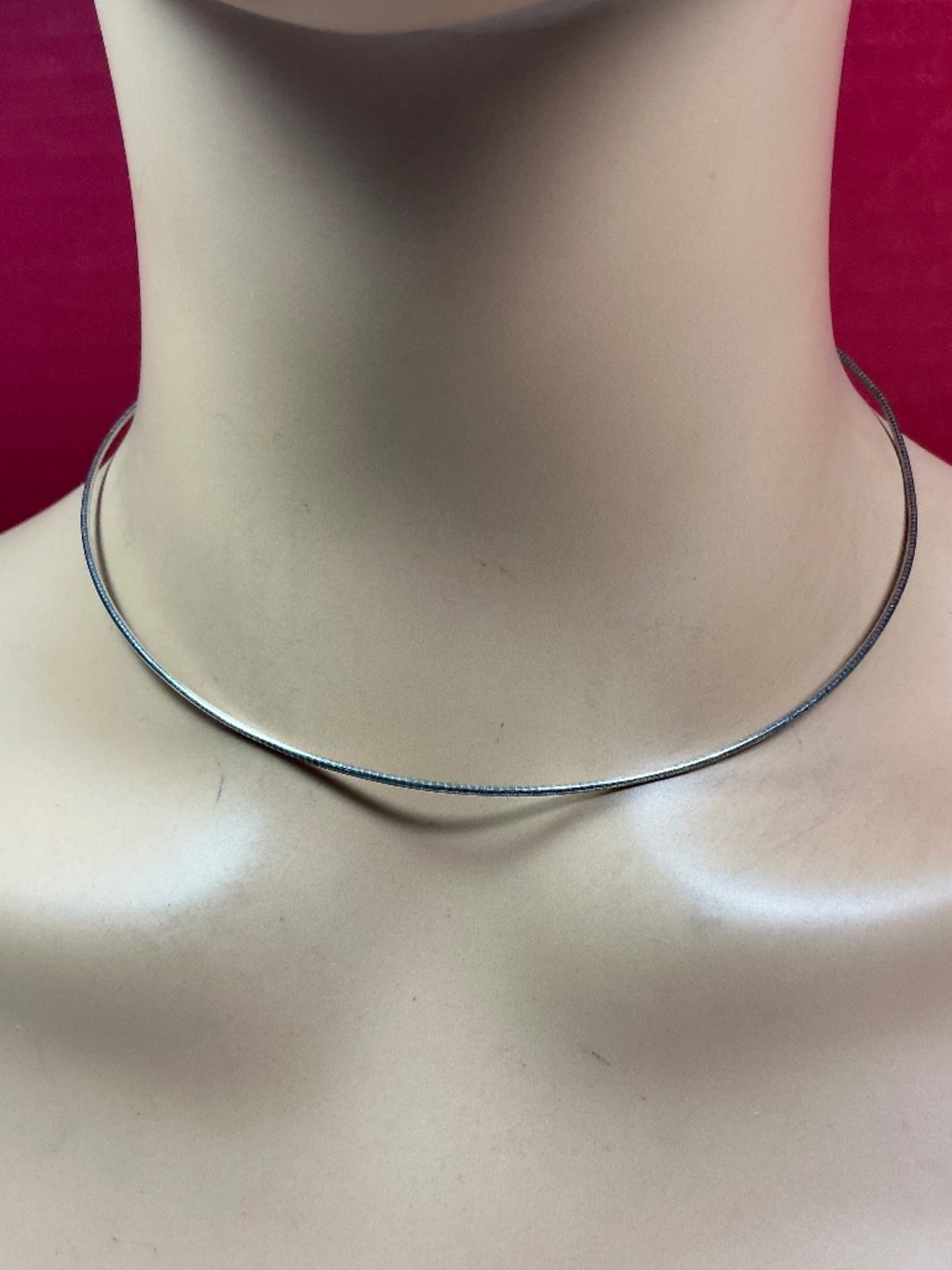Sterling Silver Semi - Rigid Chain / Necklace 16.5 inches long